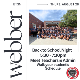 Webber Back to School Night front of school photo