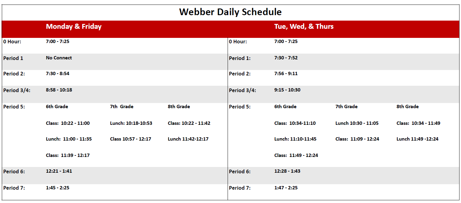 daily bell schedule