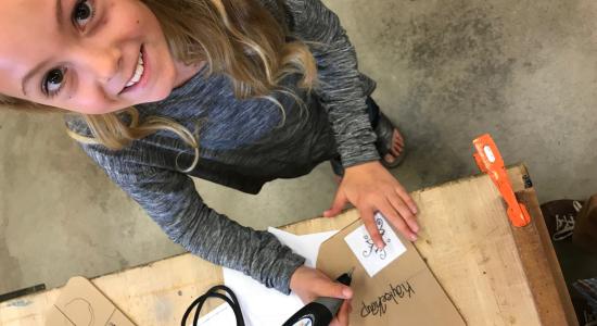 Girl in shop class