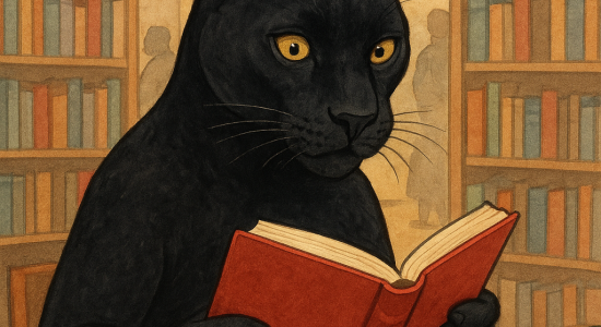 Book fair Panther reading book