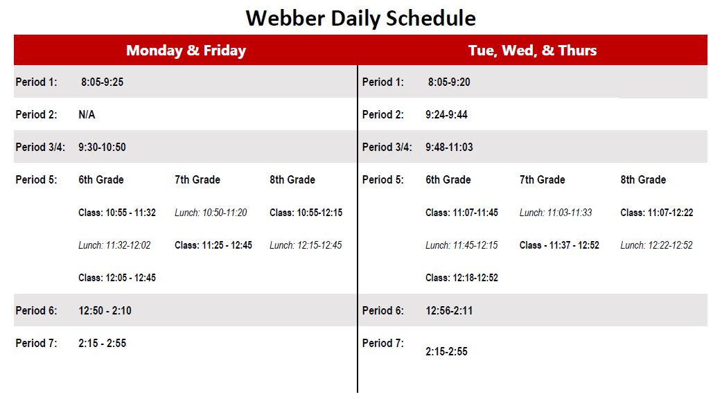Daily schedule